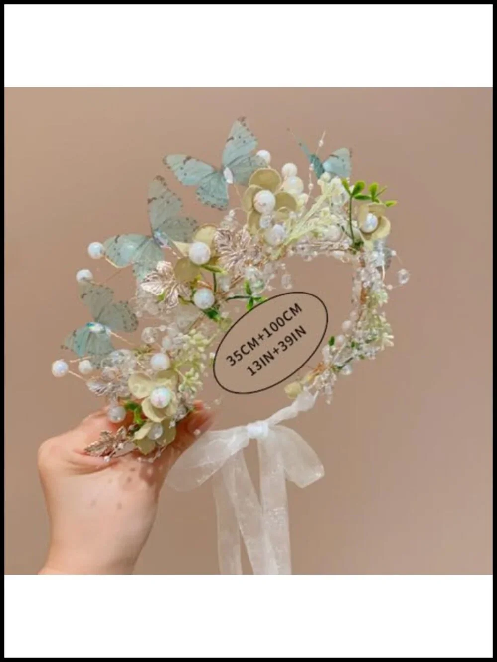 Handmade Faux Silk Flower Crown Headband for Women, Adjustable Boho Wedding